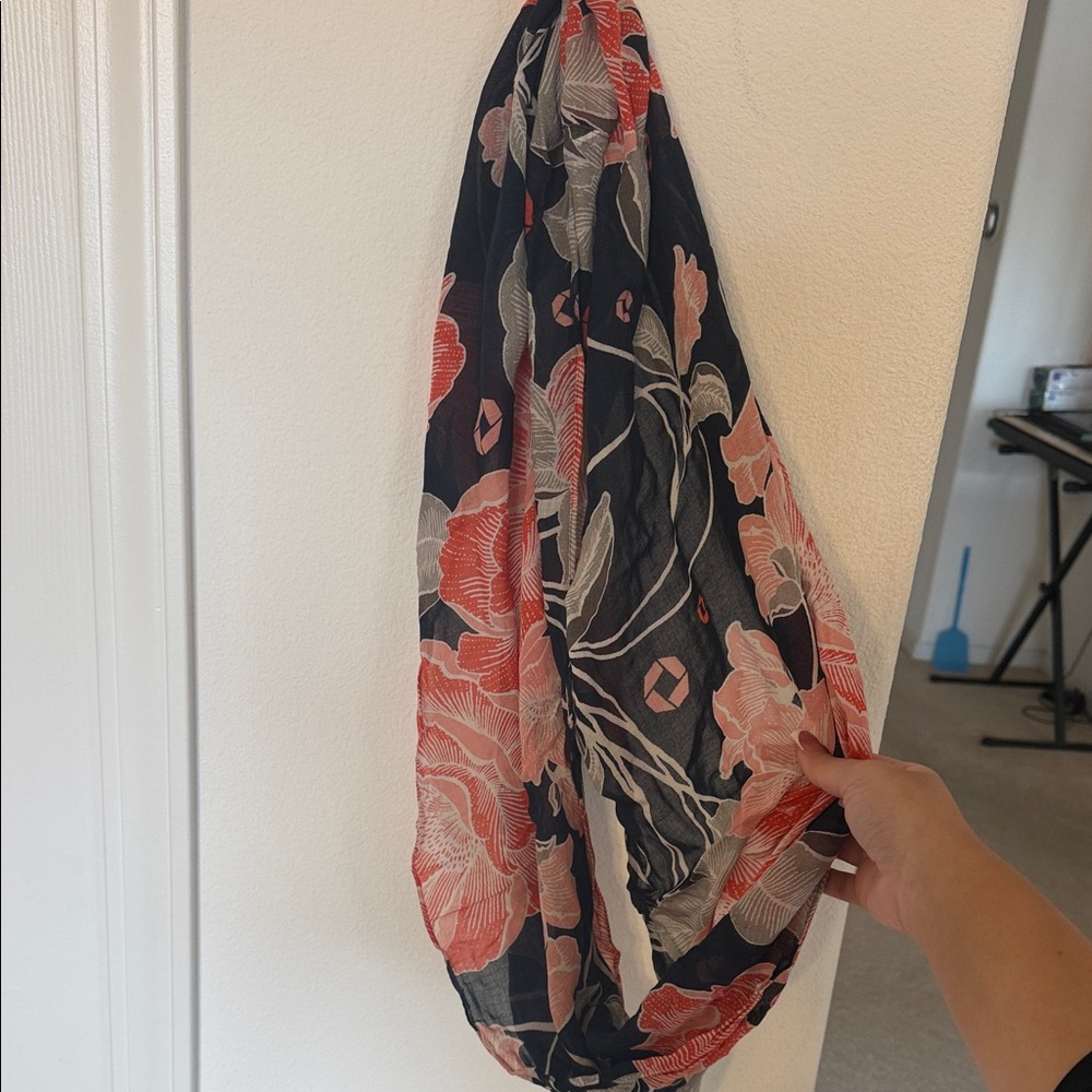 Lands' End Chase Floral Scarf - Navy and Coral